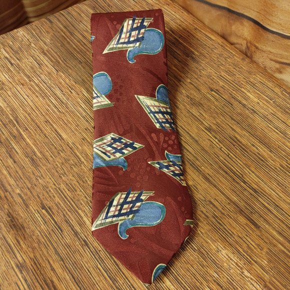 Sterling & Hunt Premier Edition Men's Red/Blue Silk Tie - Picture 1 of 3